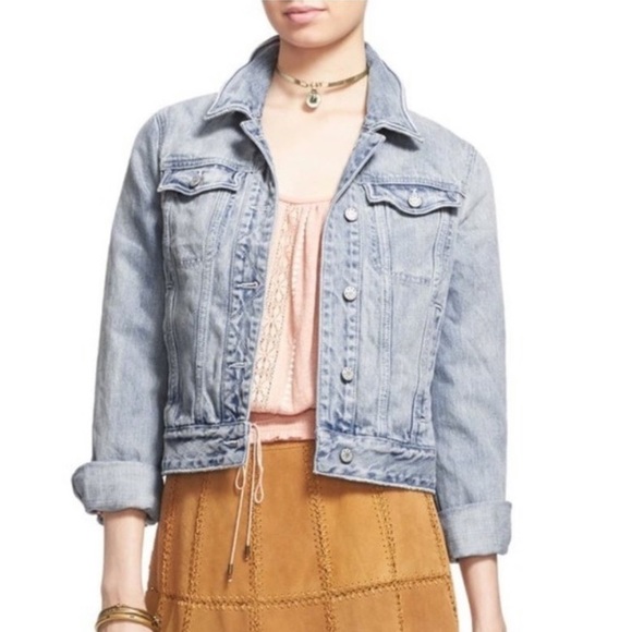 Free People Light Wash 100% Cotton Classic Jean Denim Jacket